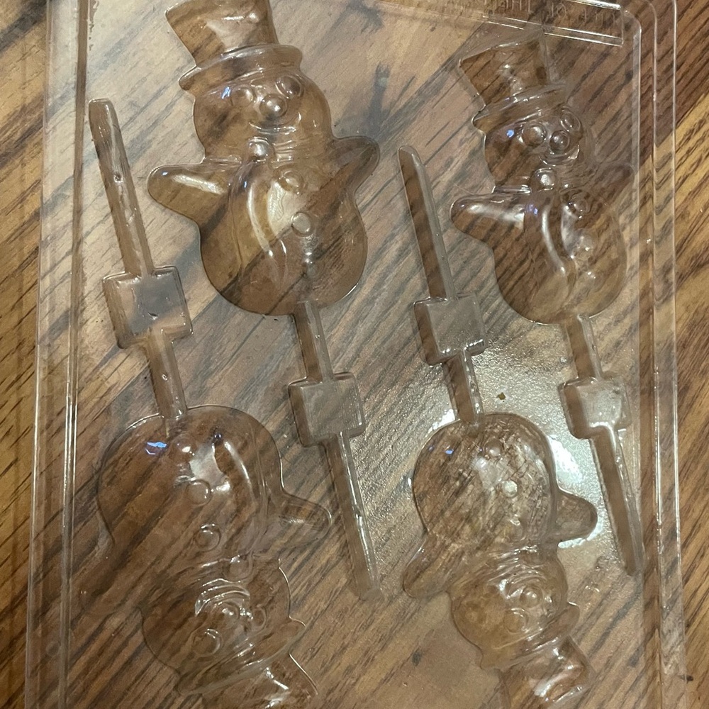 Snowman Lollipop Chocolate Candy Soap Plastic  Mold